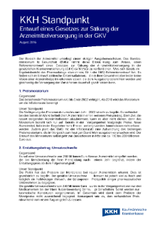 KKH Standpunkt: Entwurf eines Gesetzes zur Stärkung der Arzneimittelversorgung in der GKV