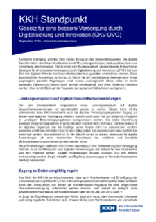KKH Standpunkt: Gesetz für eine bessere Versorgung durch Digitalisierung und Innovation (GKV-DVG)
