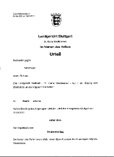 LG Stuttgart 2012, 25.06.2012, 34 Ns 220 Js 102310/11, Freispruch wegen Ärztehoppings zur Erlangung von Suchtmedikamenten
