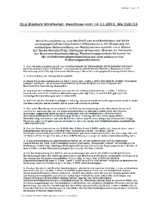 OLG Rostock 2013, 19.12.2013, Ws 320/13, Abrechnung enthält konkludente Erklärung ordnungsgemäßer Leistungserbringung / Irrtumsproblematik bei Massenabrechnung im Gesundheitswesen