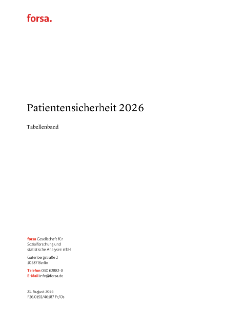 Tabellenband Patientensicherheit 2026