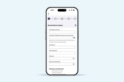 Benutzerkonto anlegen App Meine KKH