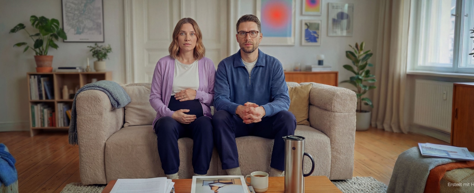 Paar sitz im Wohnzimmer